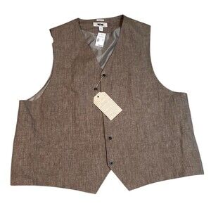 Joseph Abboud Vest Waistcoat Mens 3X Brown 100% Linen Classic Fit Leomaster
